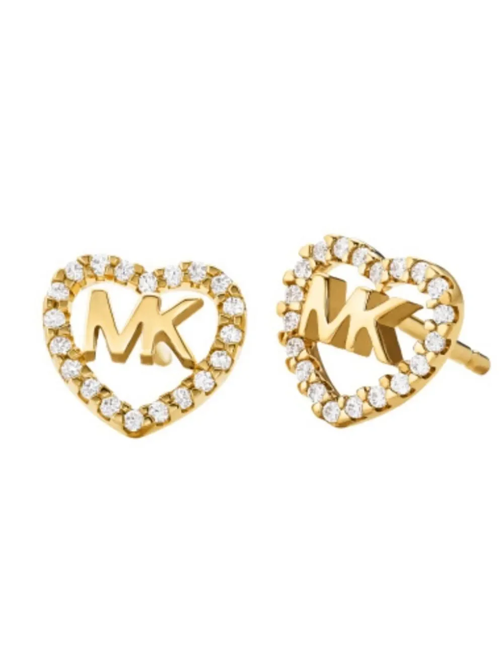 Michael Kors Logo Heart Stud Earrings Gold-Tone